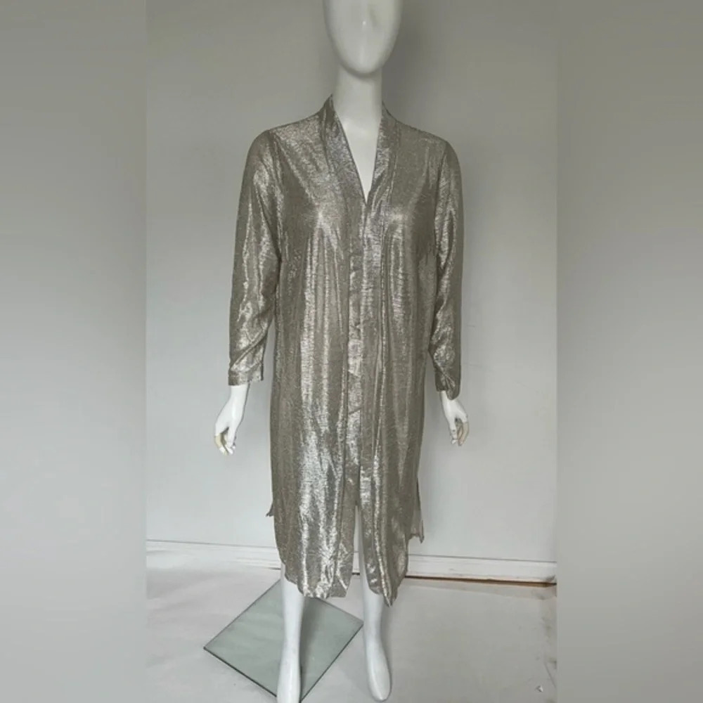 Evans open cardigan with Slits On The Sides Silver Lightweight Size 16 US NWT